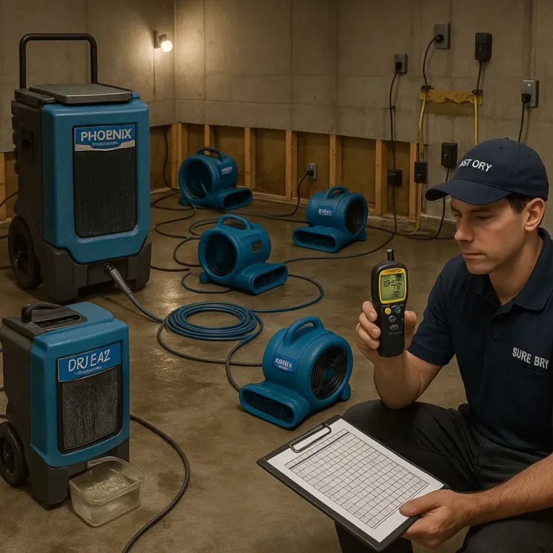 Structural Drying and Dehumidification process in Montvale, NJ